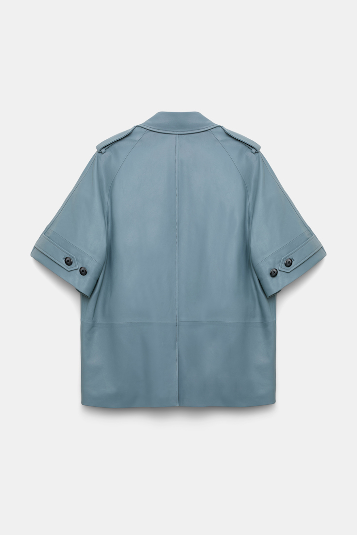 Dorothee Schumacher 3/4-sleeve lambskin trench coat malachite