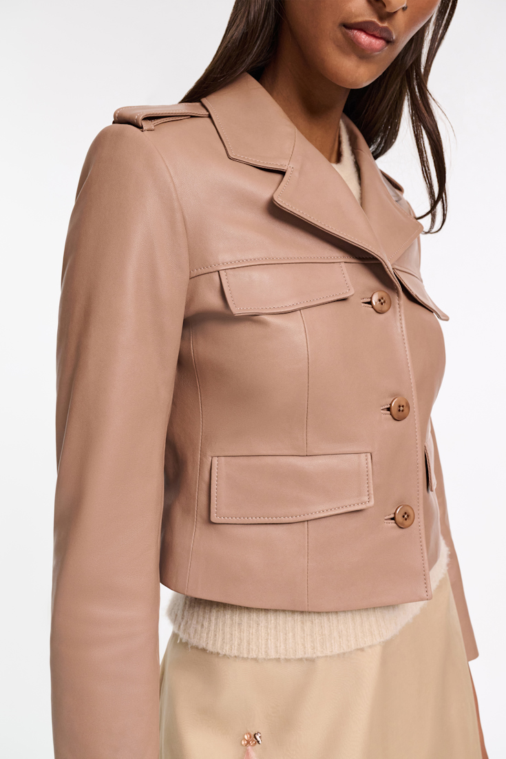 Dorothee Schumacher Cropped lambskin jacket tan