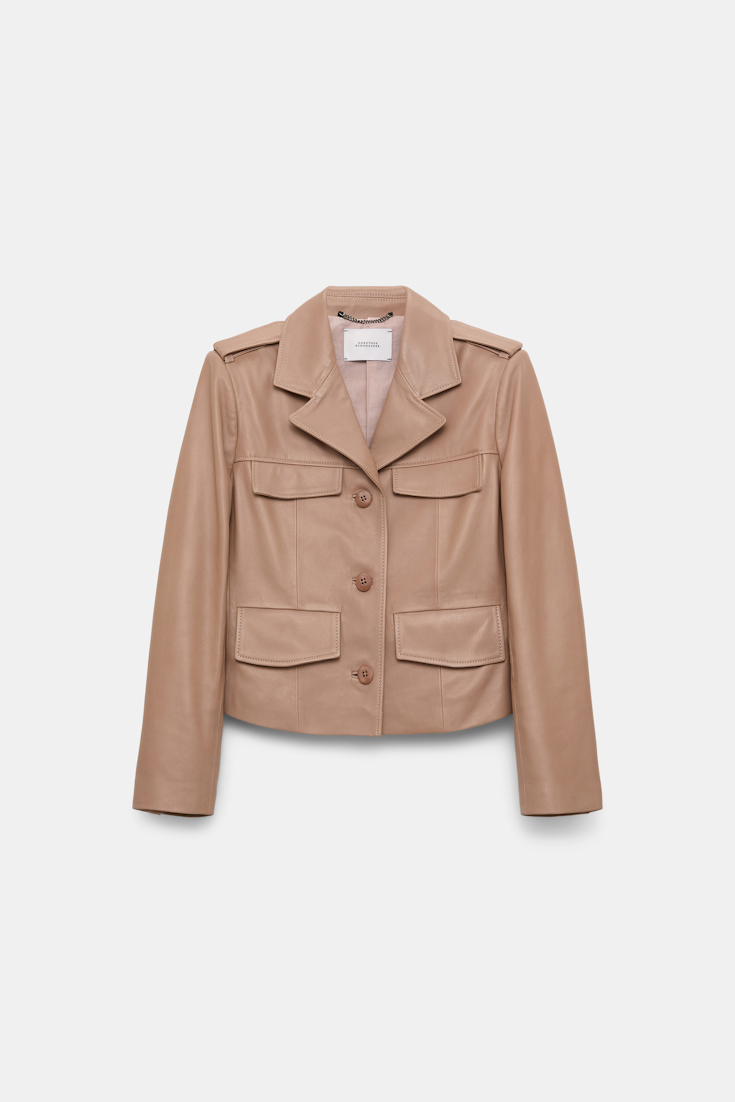 Dorothee Schumacher Cropped lambskin jacket tan