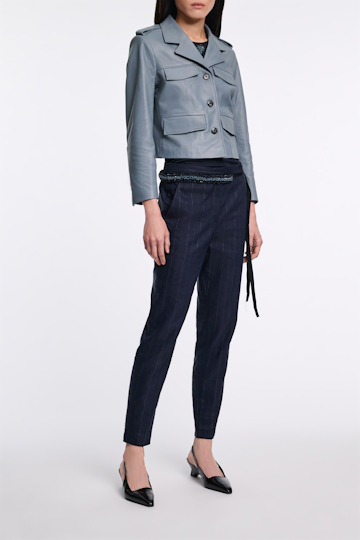 Dorothee Schumacher Cropped lambskin jacket malachite