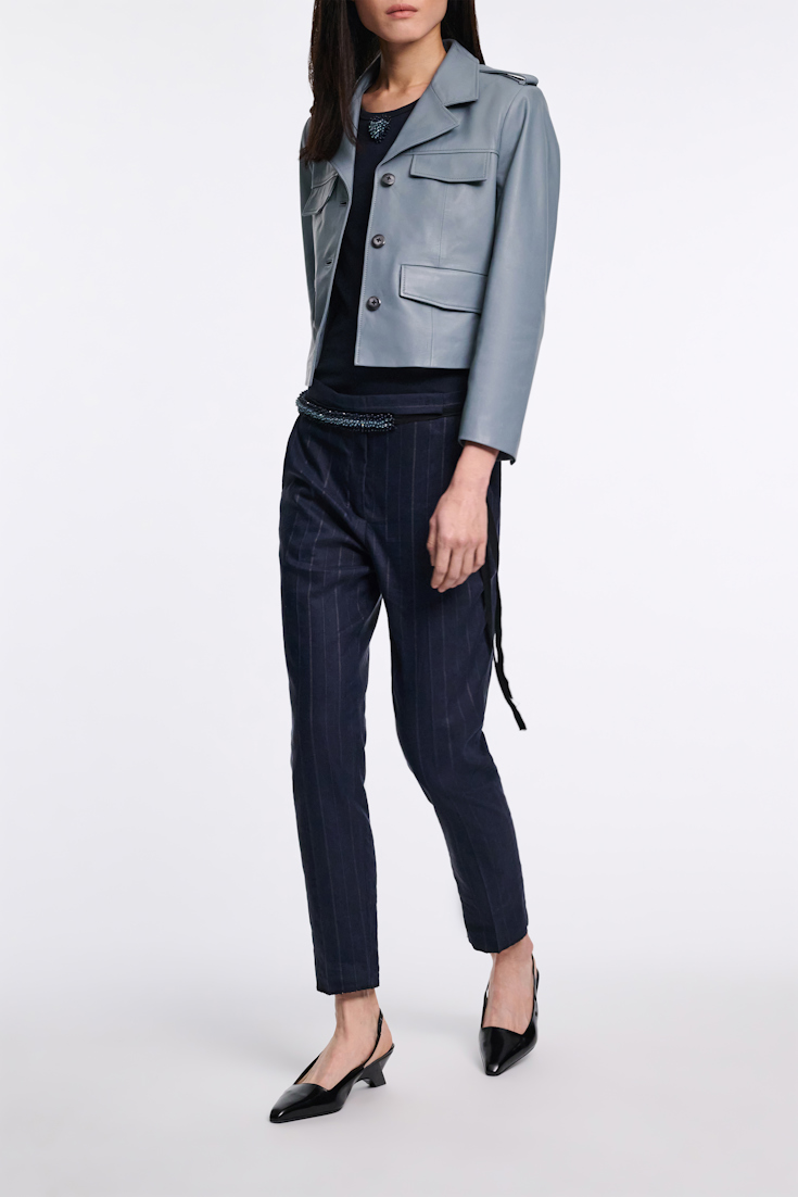 Dorothee Schumacher Cropped lambskin jacket malachite