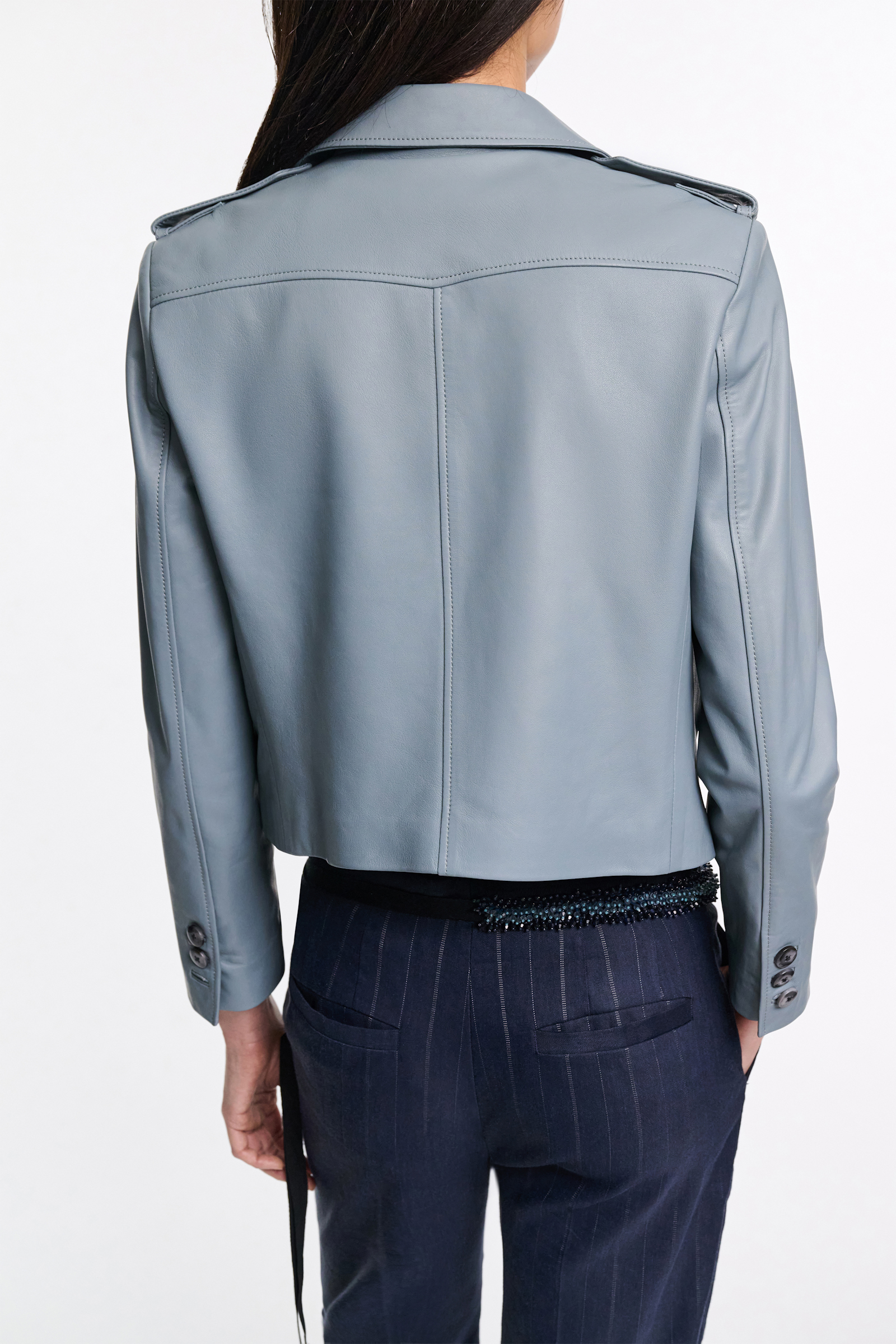 Dorothee Schumacher Cropped lambskin jacket malachite