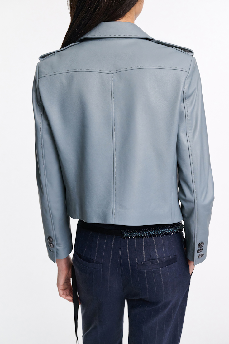 Dorothee Schumacher Cropped lambskin jacket malachite