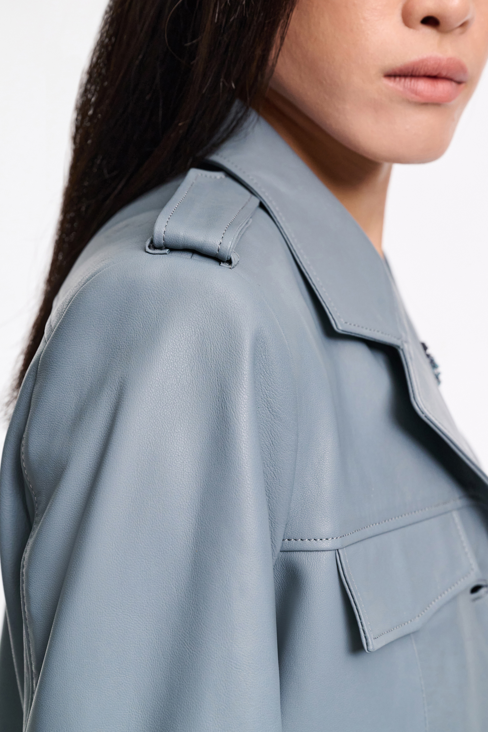 Dorothee Schumacher Cropped lambskin jacket malachite