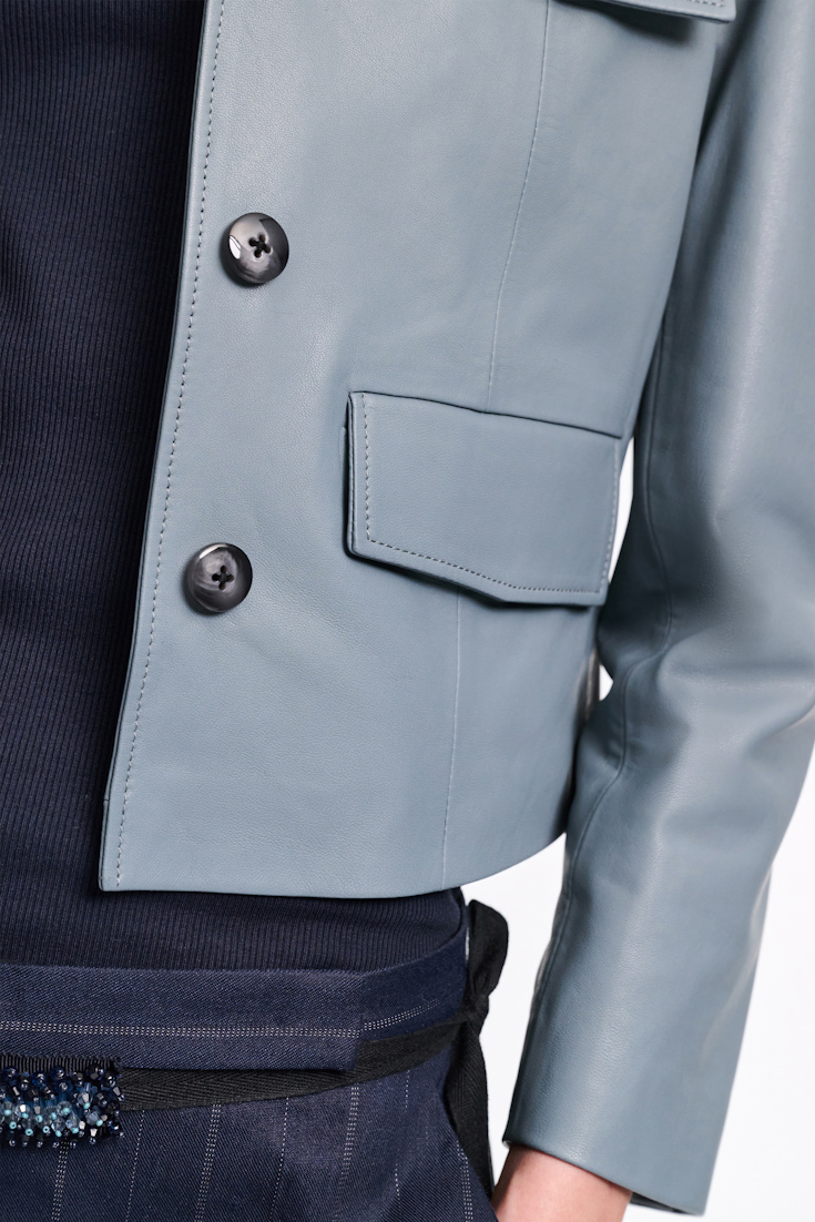 Dorothee Schumacher Cropped lambskin jacket malachite