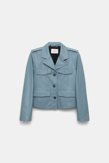 Dorothee Schumacher Cropped lambskin jacket malachite