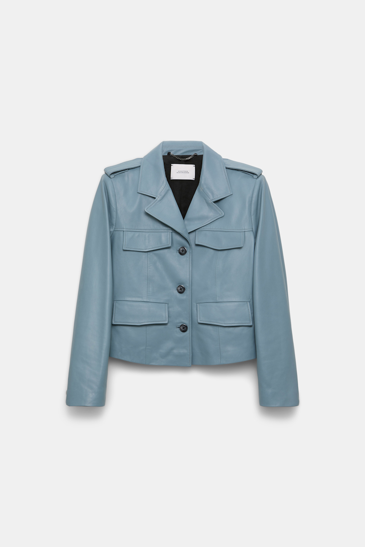 Dorothee Schumacher Cropped lambskin jacket malachite