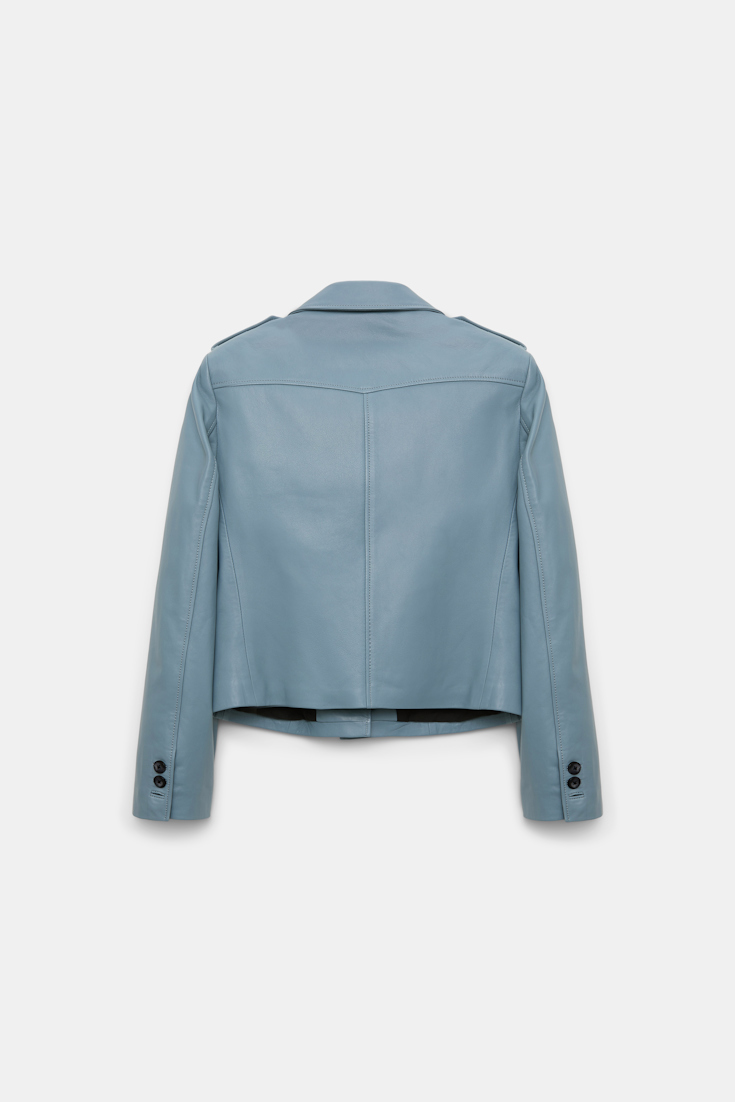 Dorothee Schumacher Cropped lambskin jacket malachite