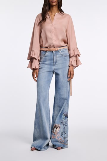 Dorothee Schumacher Jeans with floral embroidery marble blue