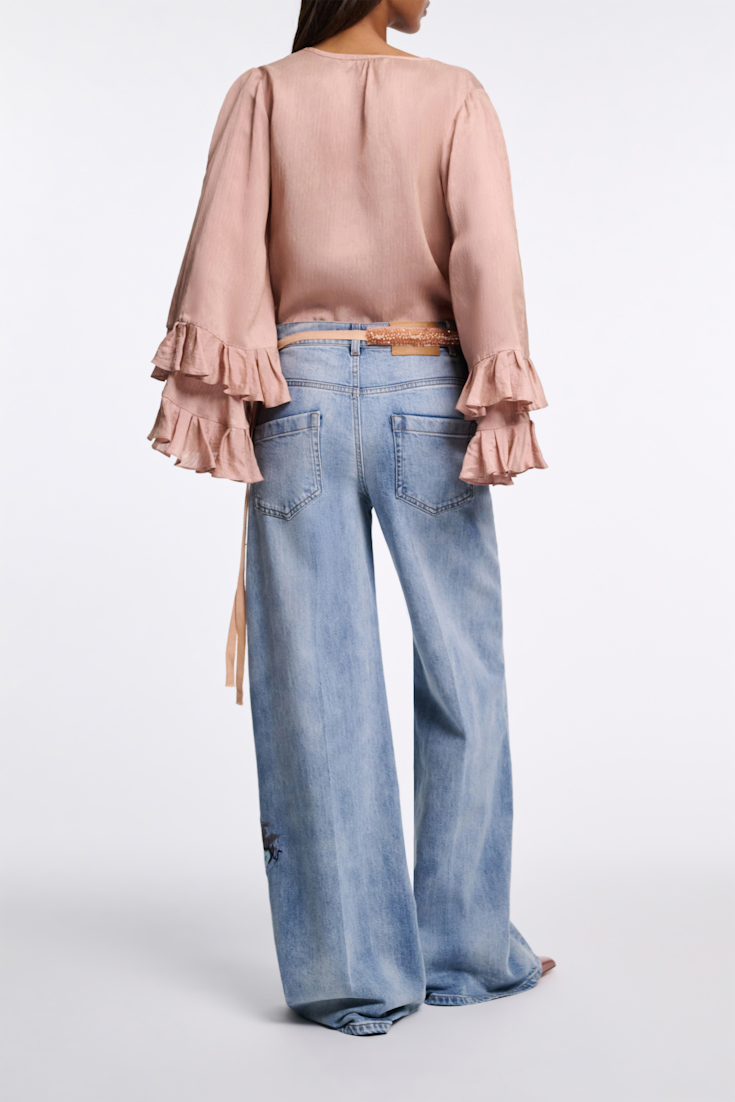 Dorothee Schumacher Jeans with floral embroidery marble blue