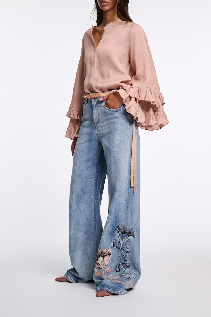 Dorothee Schumacher Jeans with floral embroidery marble blue