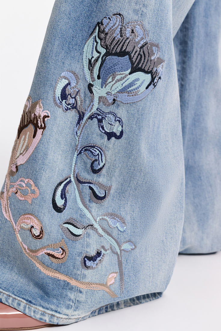 Dorothee Schumacher Jeans with floral embroidery marble blue