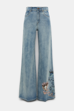 Dorothee Schumacher Jeans mit floraler Embroidery und cloudy Wash marble blue