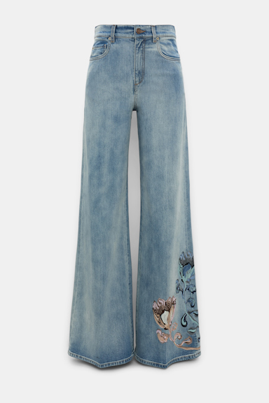 Dorothee Schumacher Jeans with floral embroidery marble blue