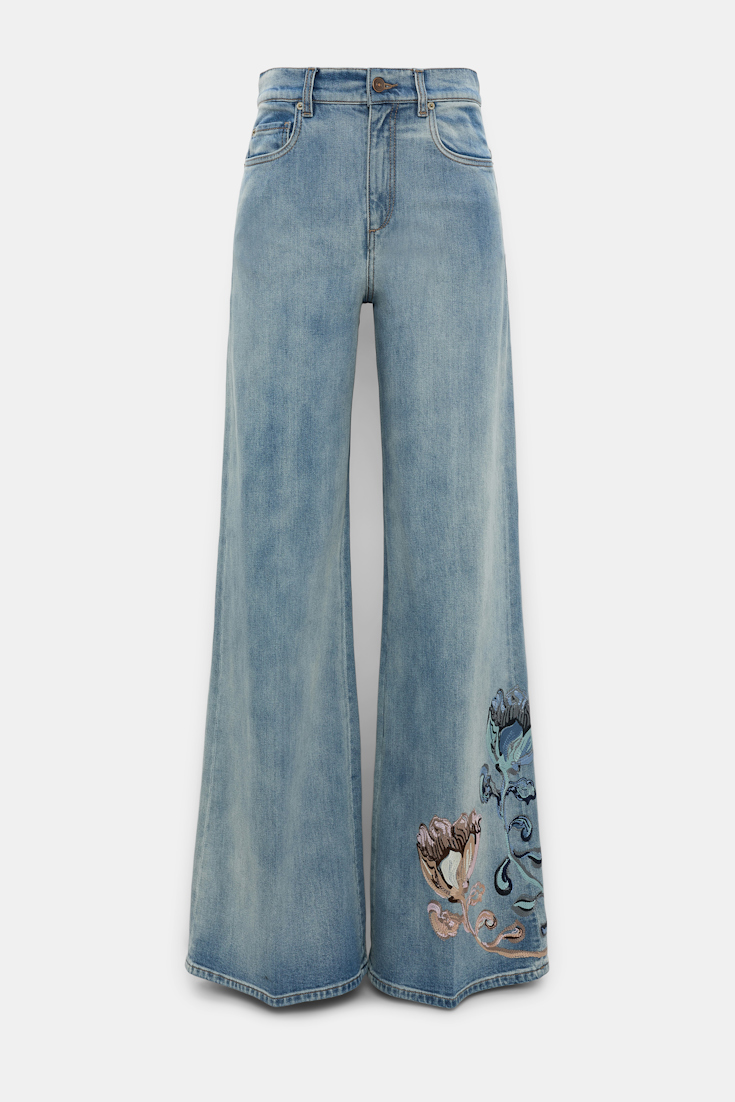 Dorothee Schumacher Jeans with floral embroidery marble blue