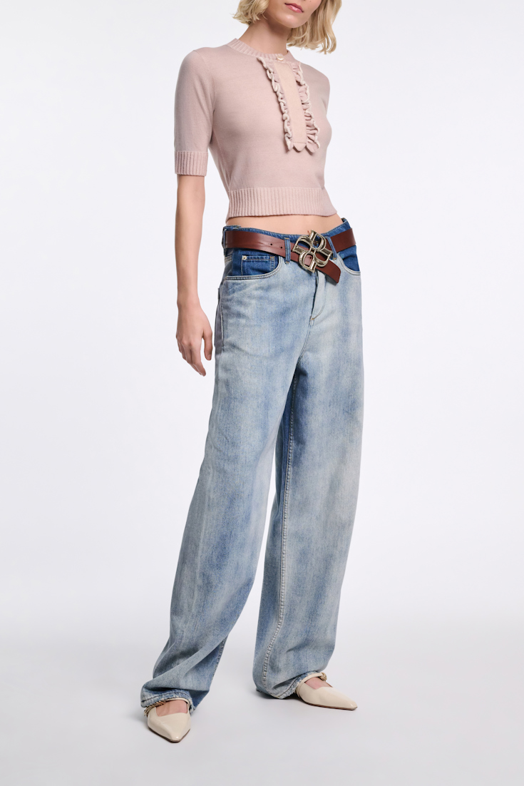 Dorothee Schumacher Baggy Jeans mit zweifarbigem cloudy Wash marble blue