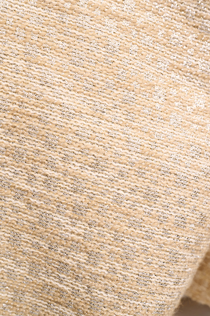 Dorothee Schumacher Lurex-tweed cropped jacket. shimmering sand