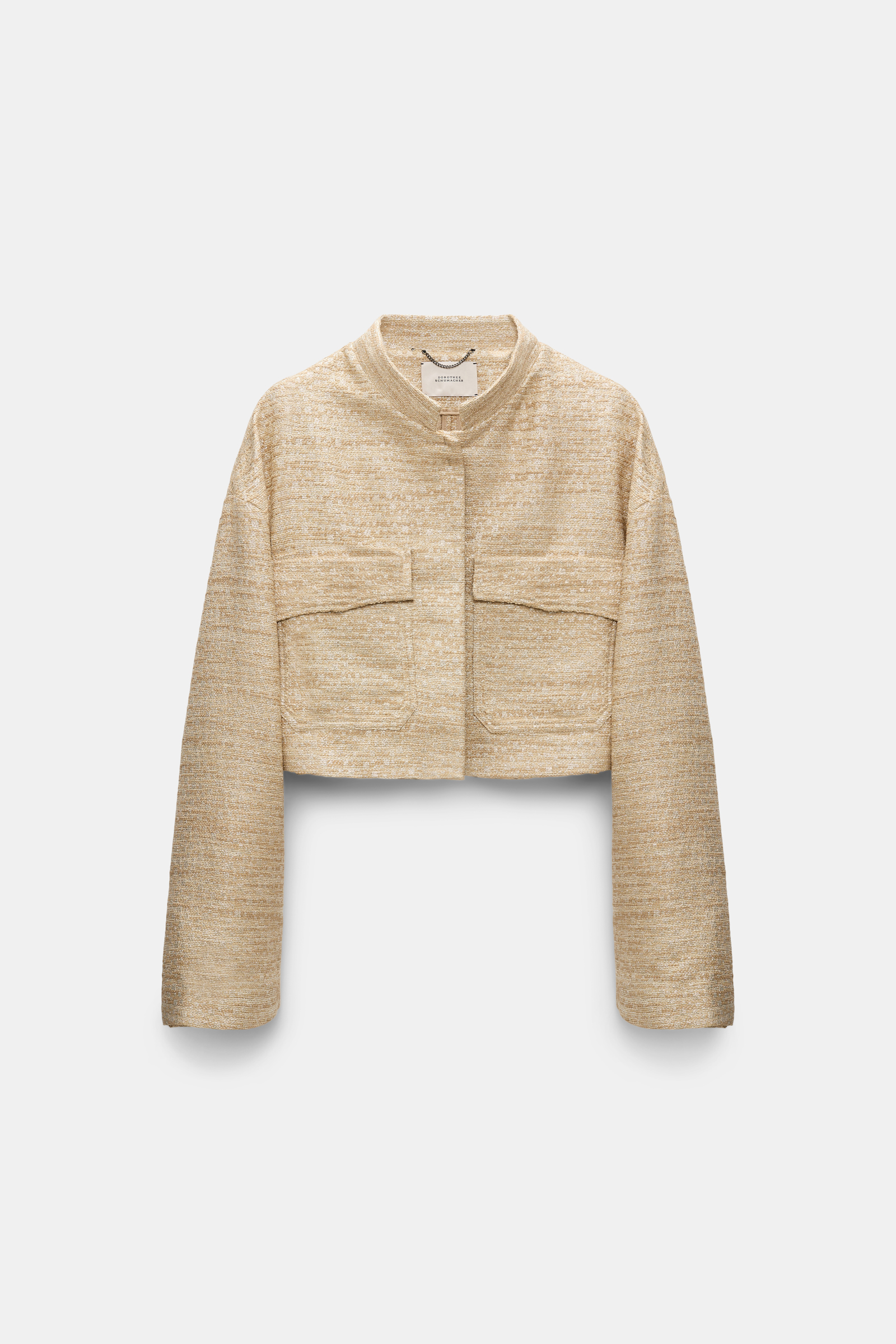 Dorothee Schumacher Lurex-tweed cropped jacket. shimmering sand