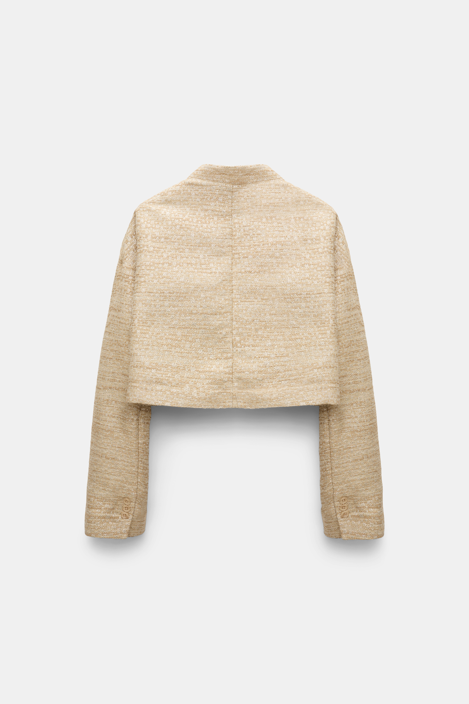 Dorothee Schumacher Lurex-tweed cropped jacket. shimmering sand