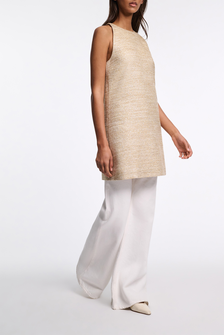 Dorothee Schumacher Lurex-tweed A-line shift dress shimmering sand