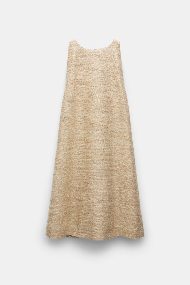 Dorothee Schumacher Lurex-tweed A-line shift dress shimmering sand