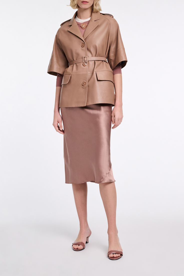 Dorothee Schumacher Silk charmeuse skirt burnt tan