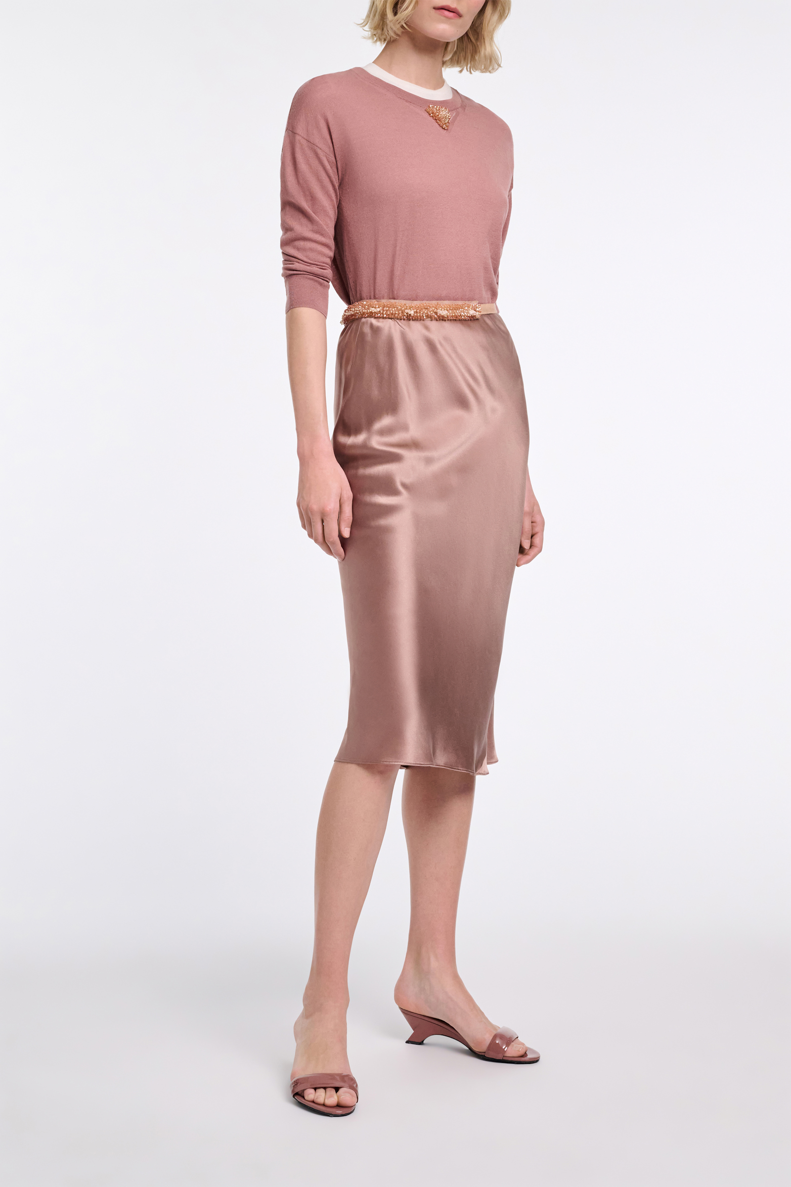 Dorothee Schumacher Silk charmeuse skirt burnt tan