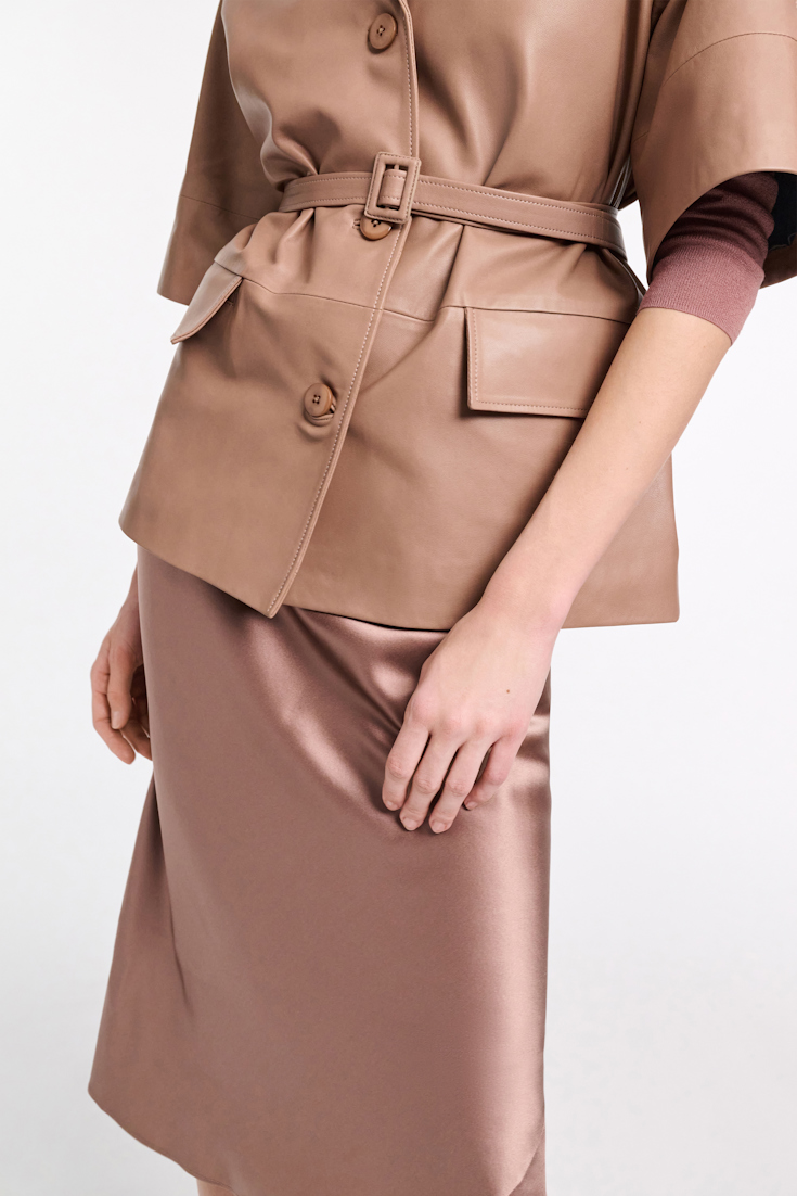 Dorothee Schumacher Silk charmeuse skirt burnt tan