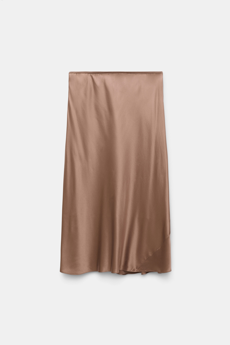 Dorothee Schumacher Silk charmeuse skirt burnt tan