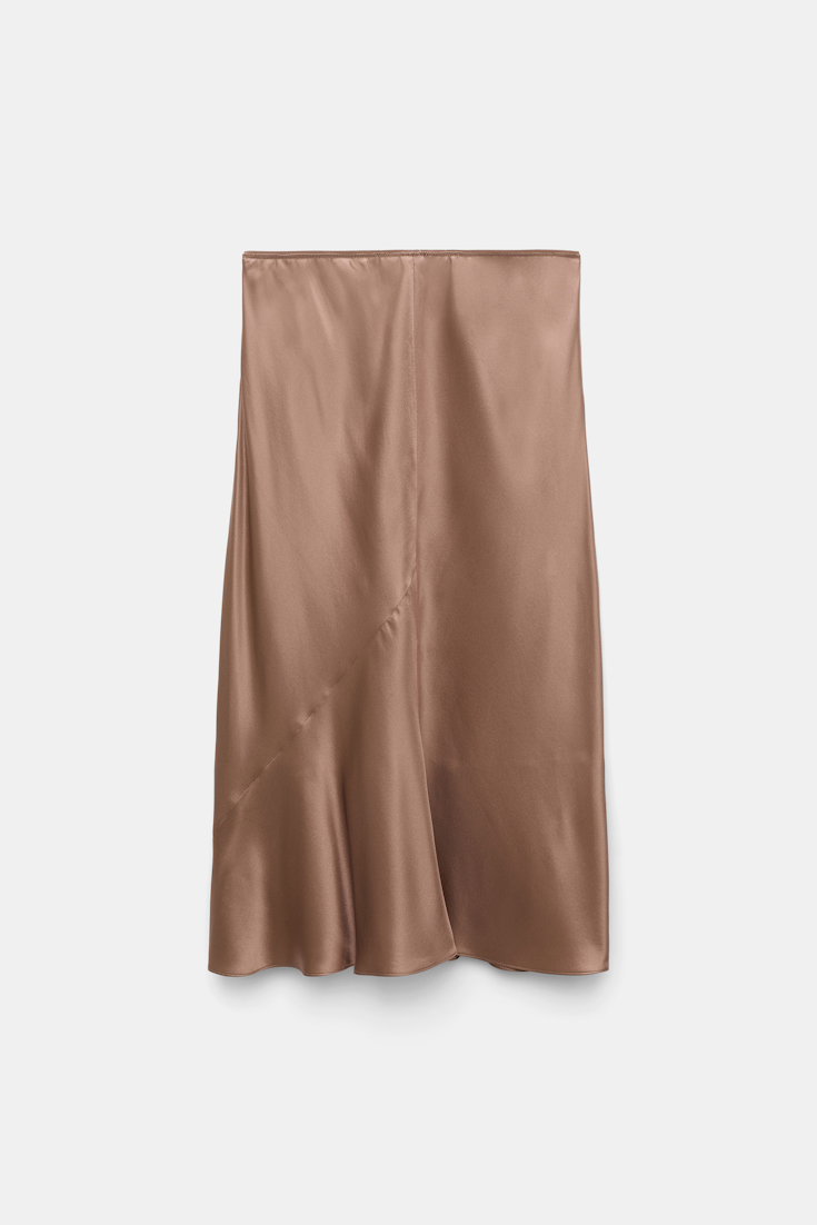 Dorothee Schumacher Silk charmeuse skirt burnt tan