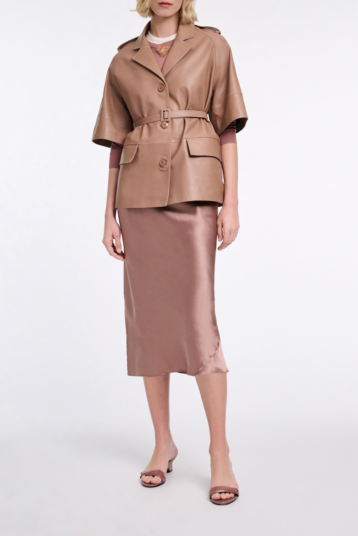 Dorothee Schumacher Silk charmeuse skirt burnt tan