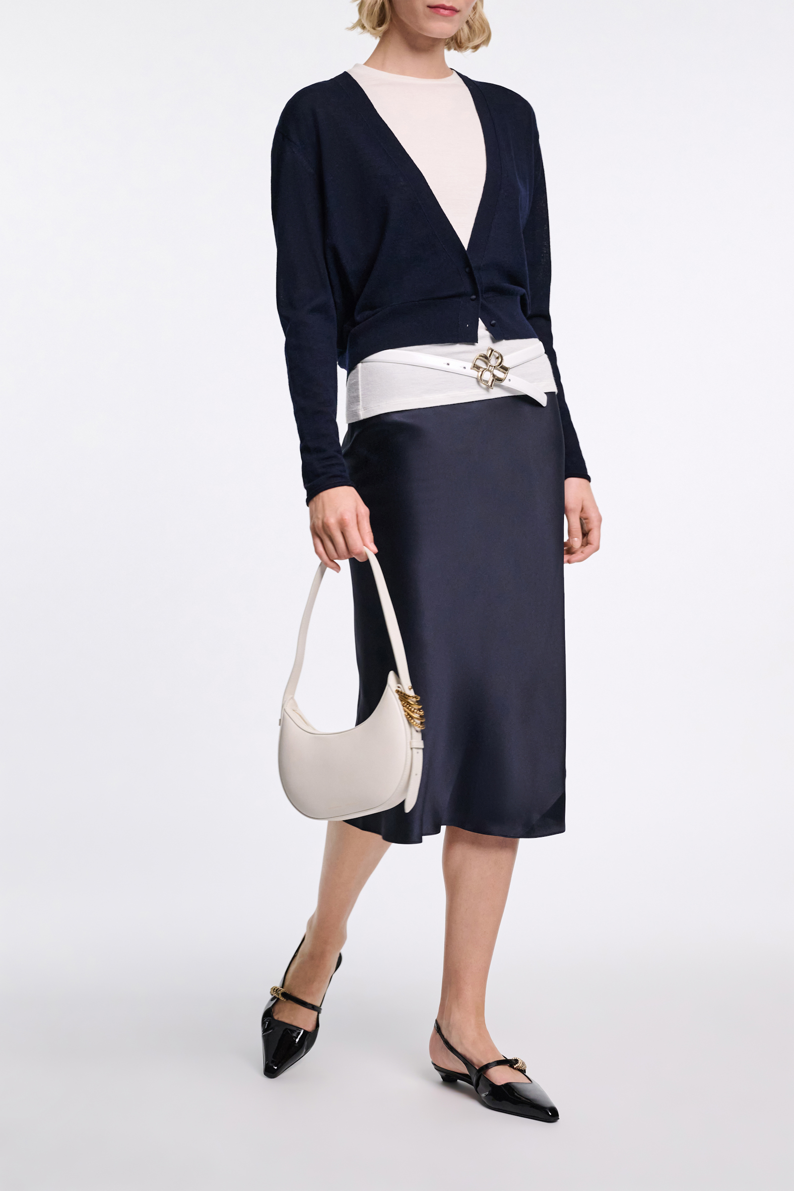 Dorothee Schumacher Silk charmeuse skirt dark navy