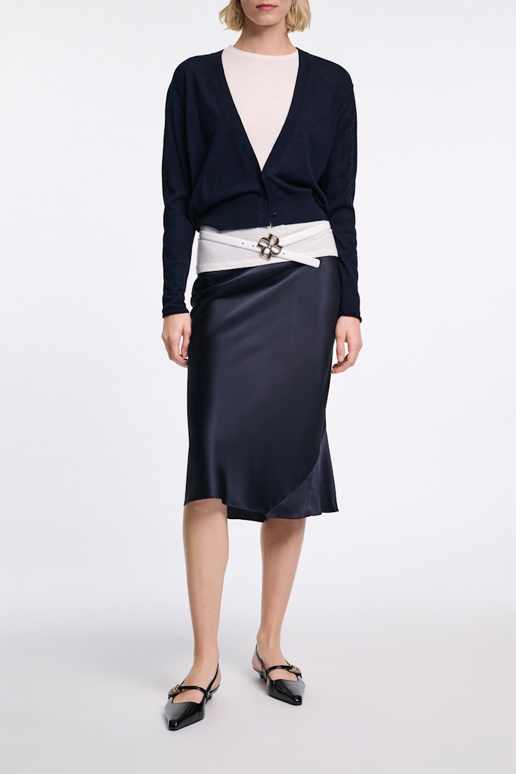 Dorothee Schumacher Silk charmeuse skirt dark navy