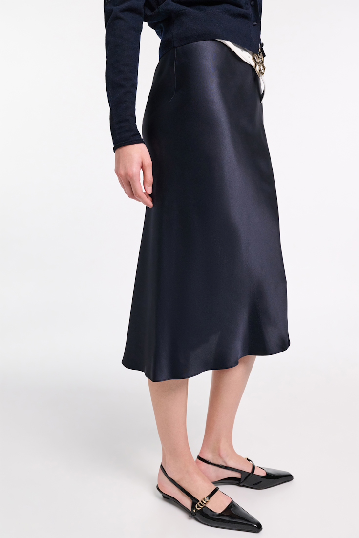 Dorothee Schumacher Silk charmeuse skirt dark navy