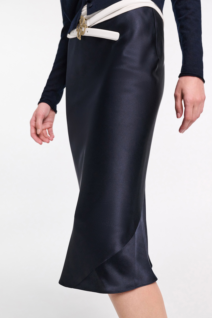 Dorothee Schumacher Silk charmeuse skirt dark navy