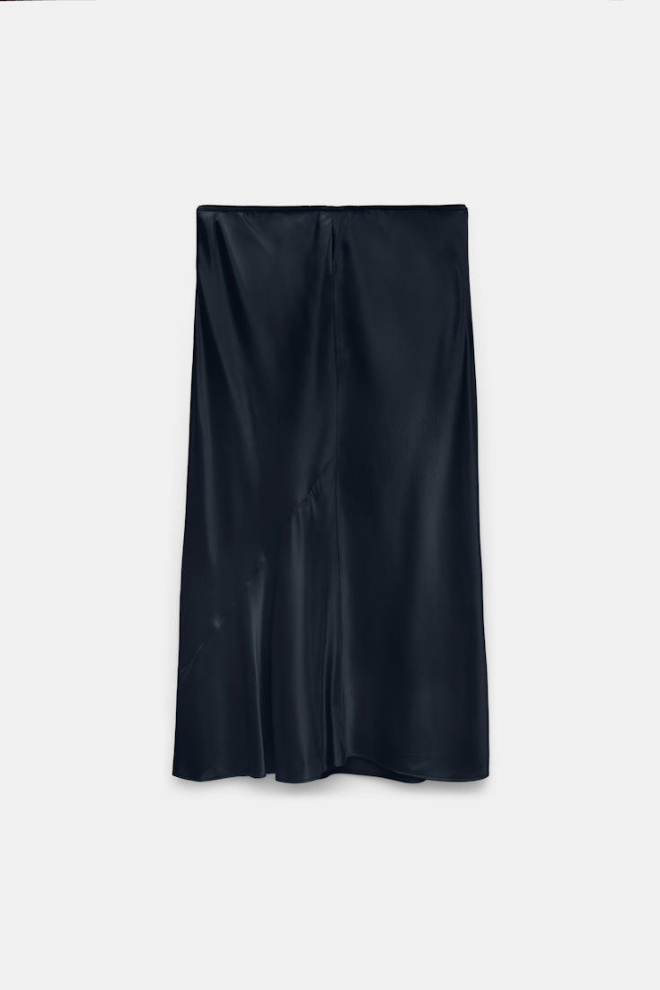 Dorothee Schumacher Silk charmeuse skirt dark navy
