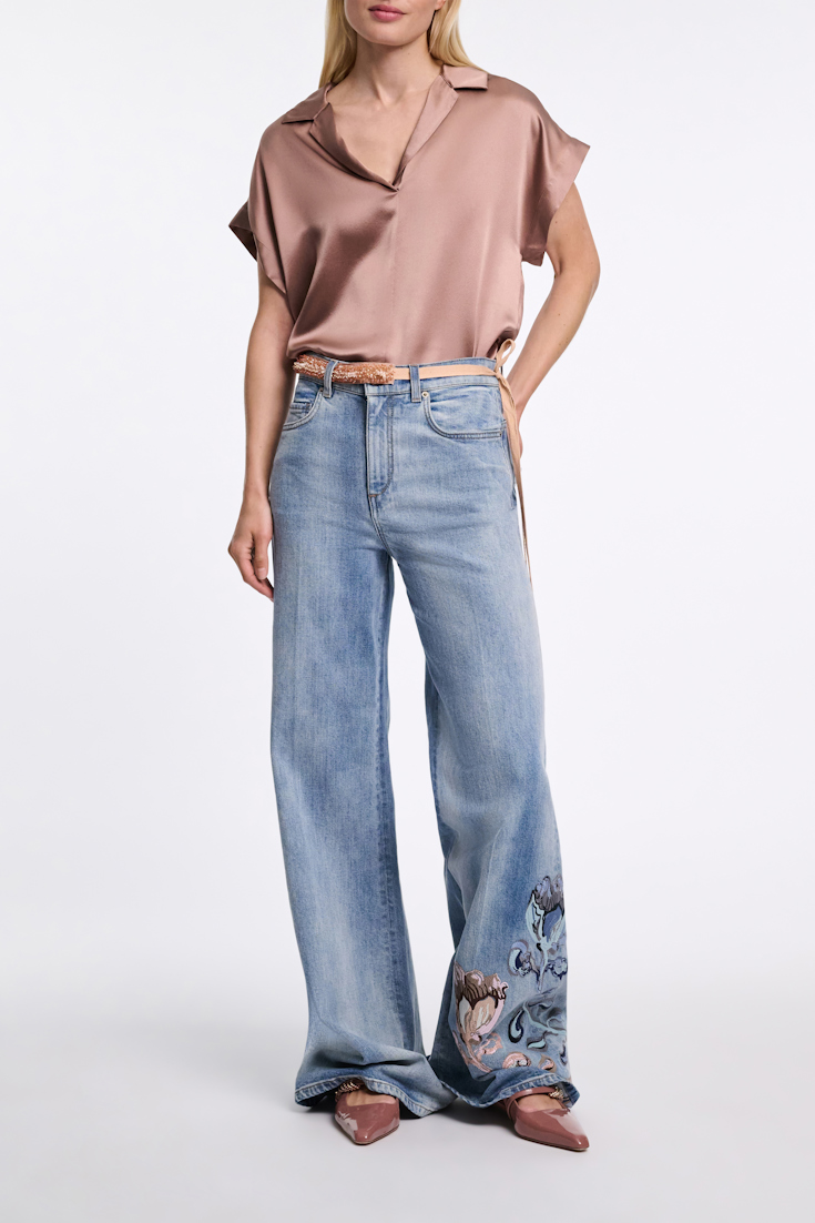 Dorothee Schumacher Silk charmeuse boxy blouse burnt tan