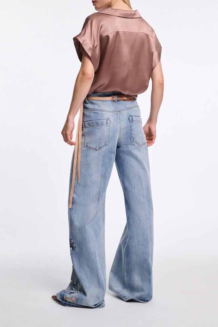 Dorothee Schumacher Silk charmeuse boxy blouse burnt tan
