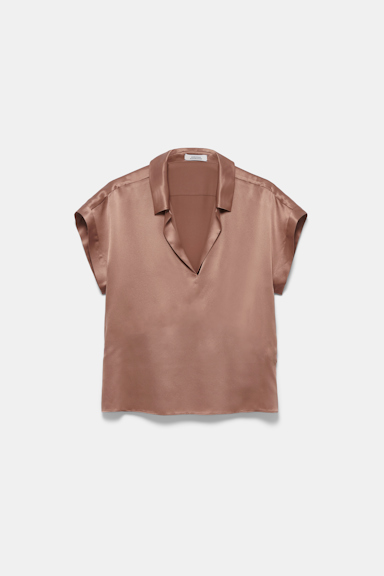 Dorothee Schumacher Silk charmeuse boxy blouse burnt tan