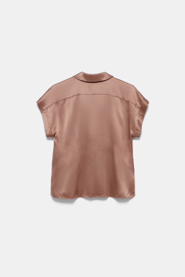 Dorothee Schumacher Silk charmeuse boxy blouse burnt tan