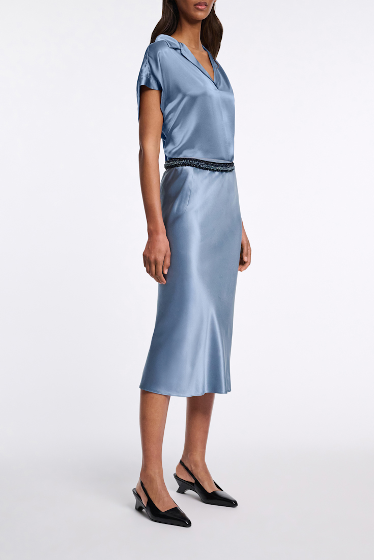 Dorothee Schumacher Silk charmeuse boxy blouse malachite