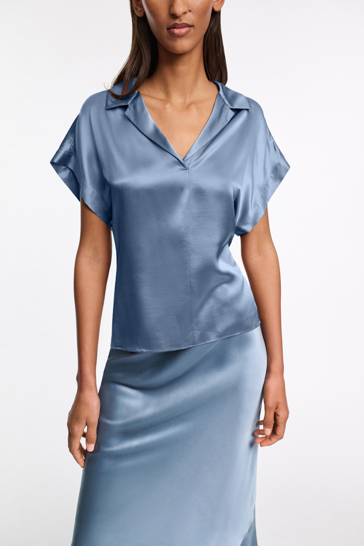 Dorothee Schumacher Silk charmeuse boxy blouse malachite