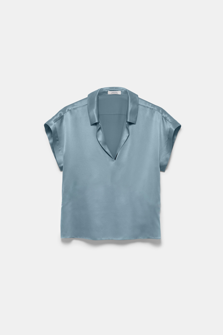 Dorothee Schumacher Silk charmeuse boxy blouse malachite