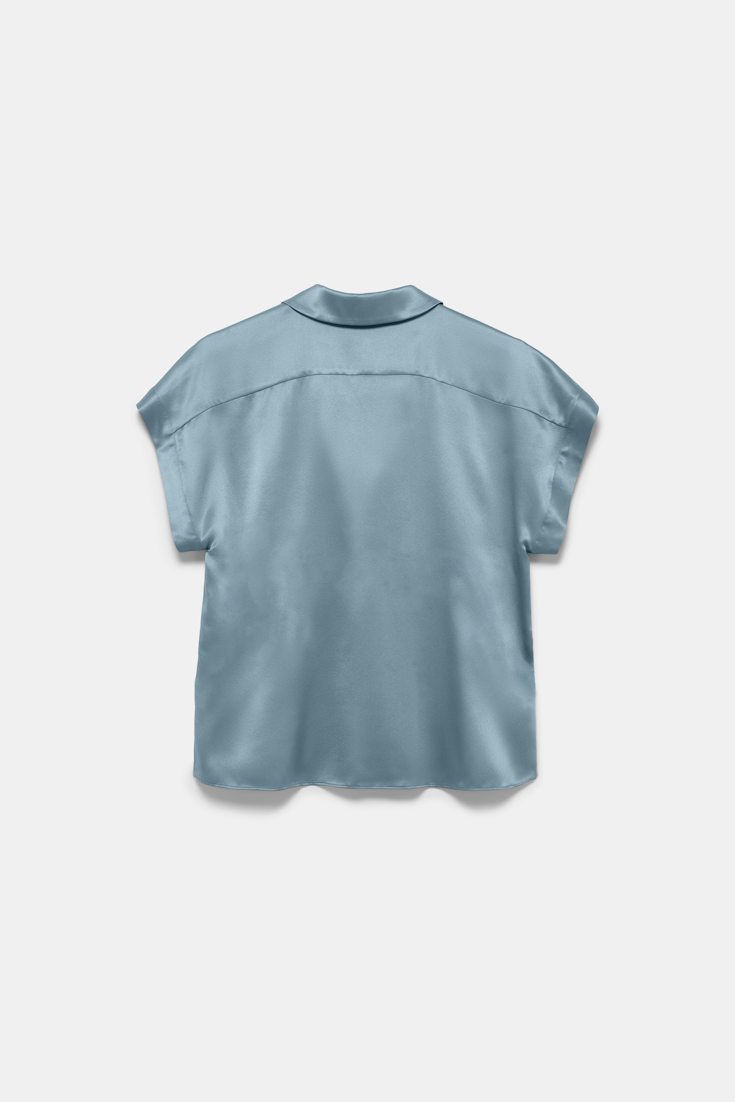 Dorothee Schumacher Silk charmeuse boxy blouse malachite