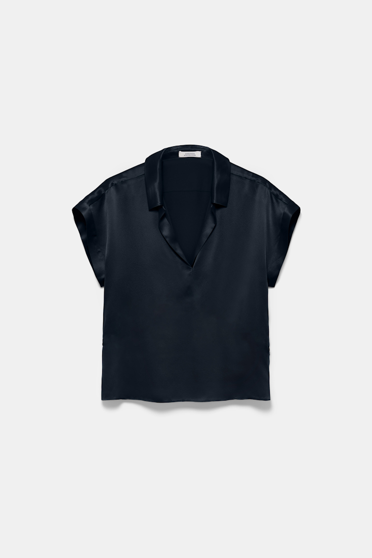 Dorothee Schumacher Silk charmeuse boxy blouse dark navy