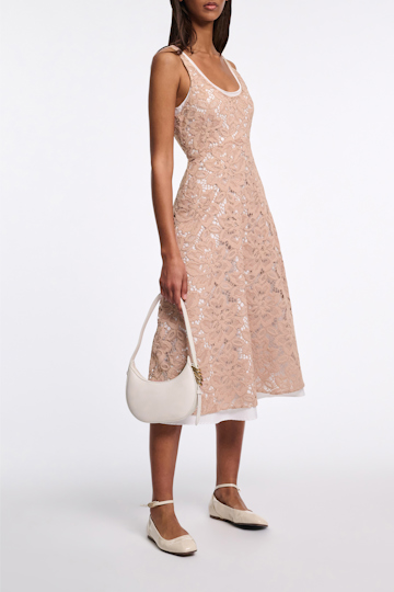 Dorothee Schumacher Lace overlay midi-dress burnt tan