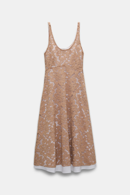 Dorothee Schumacher Lace overlay midi-dress burnt tan