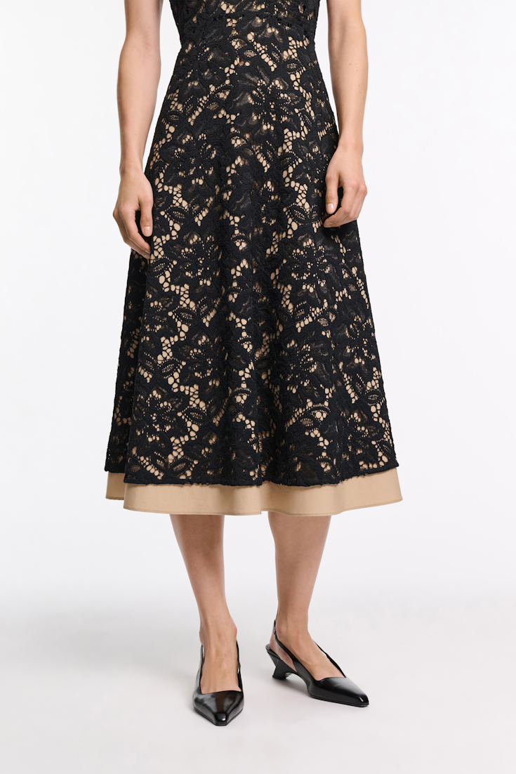 Dorothee Schumacher Lace overlay midi-dress pure black