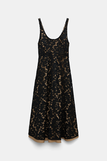 Dorothee Schumacher Lace overlay midi-dress pure black