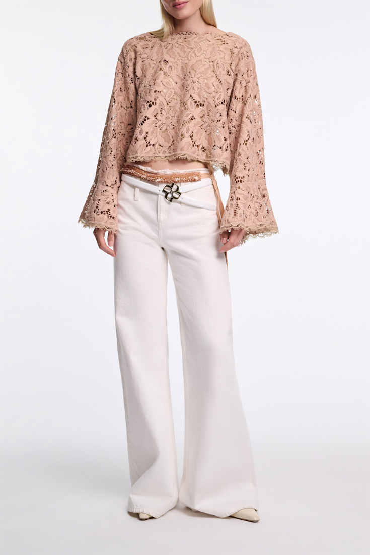 Dorothee Schumacher Verkürzte Bluse aus Spitze burnt tan